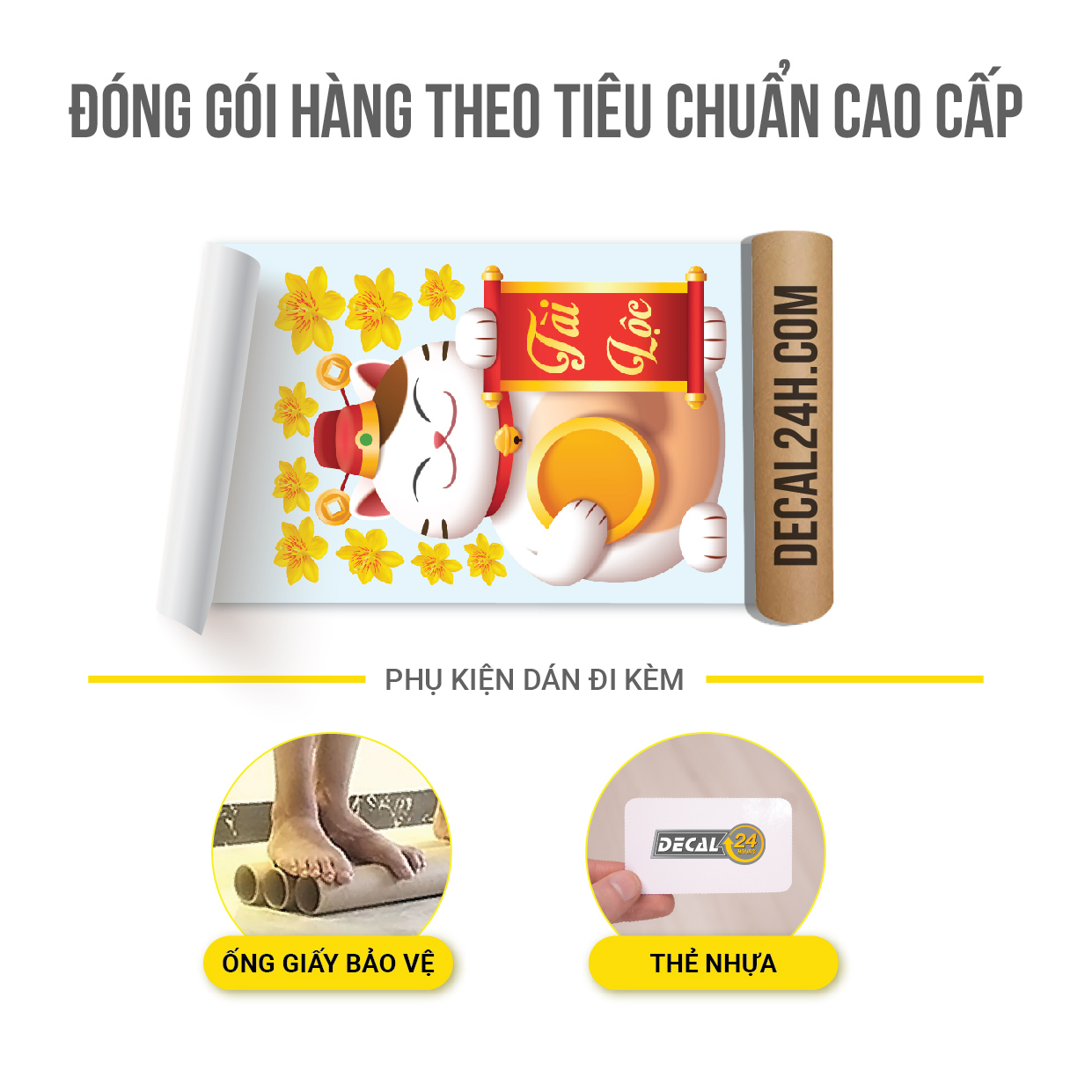 Decal Dán Kính Trang Trí Cửa Kính Tết 2023 Họa Tiết Chú Mèo Chúc Tết Siêu Dễ Thương, Decal Dán Kính, Combo DTH-A001