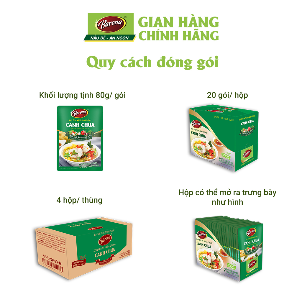 Combo 3 gói Xốt Gia vị hoàn chỉnh Barona - Canh Chua 80gr