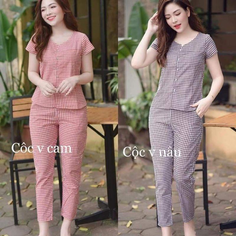 Đồ bộ cao cấp kẻ xinh