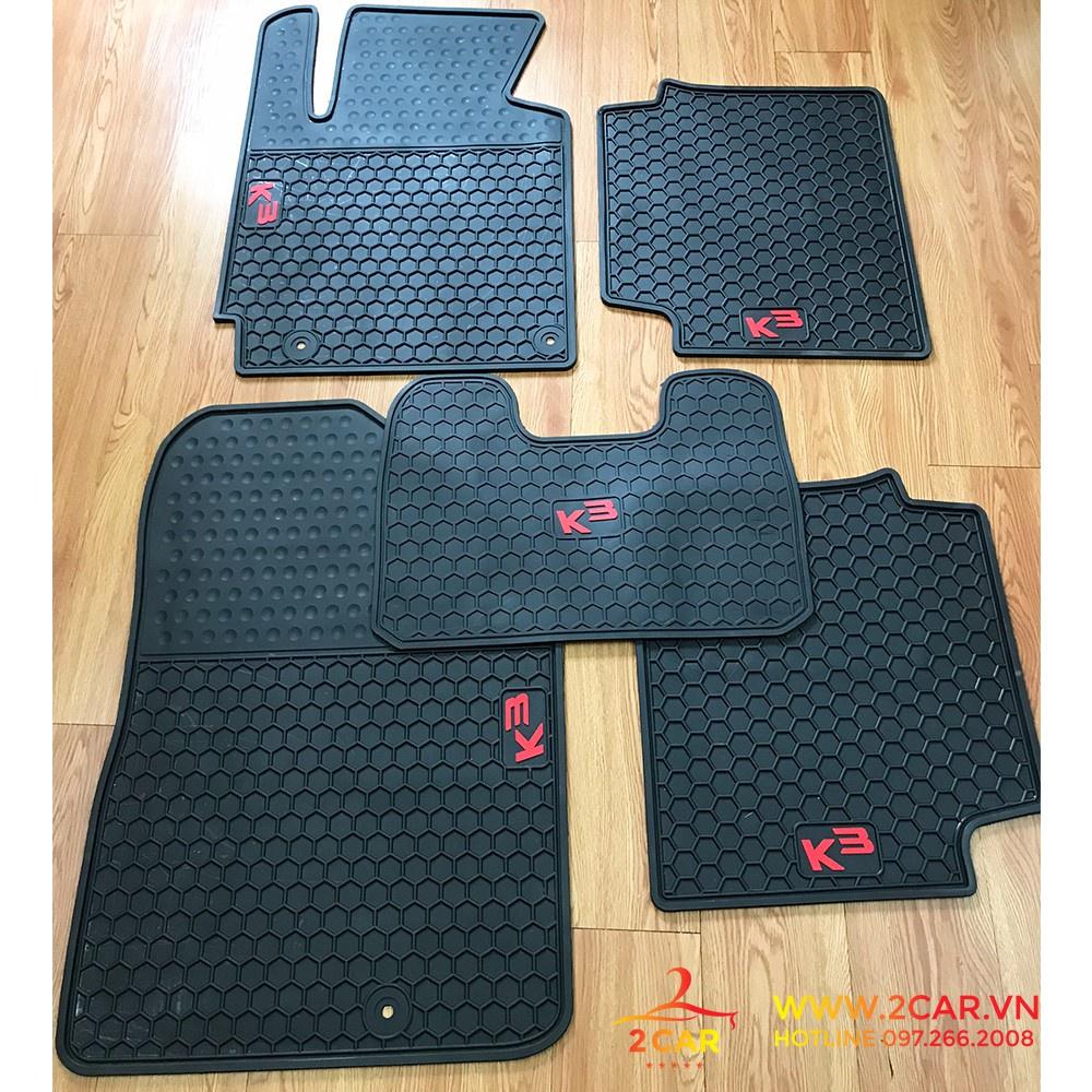 Thảm lót sàn cao su Kia K3 cao cấp tổ ong chữ đỏ
