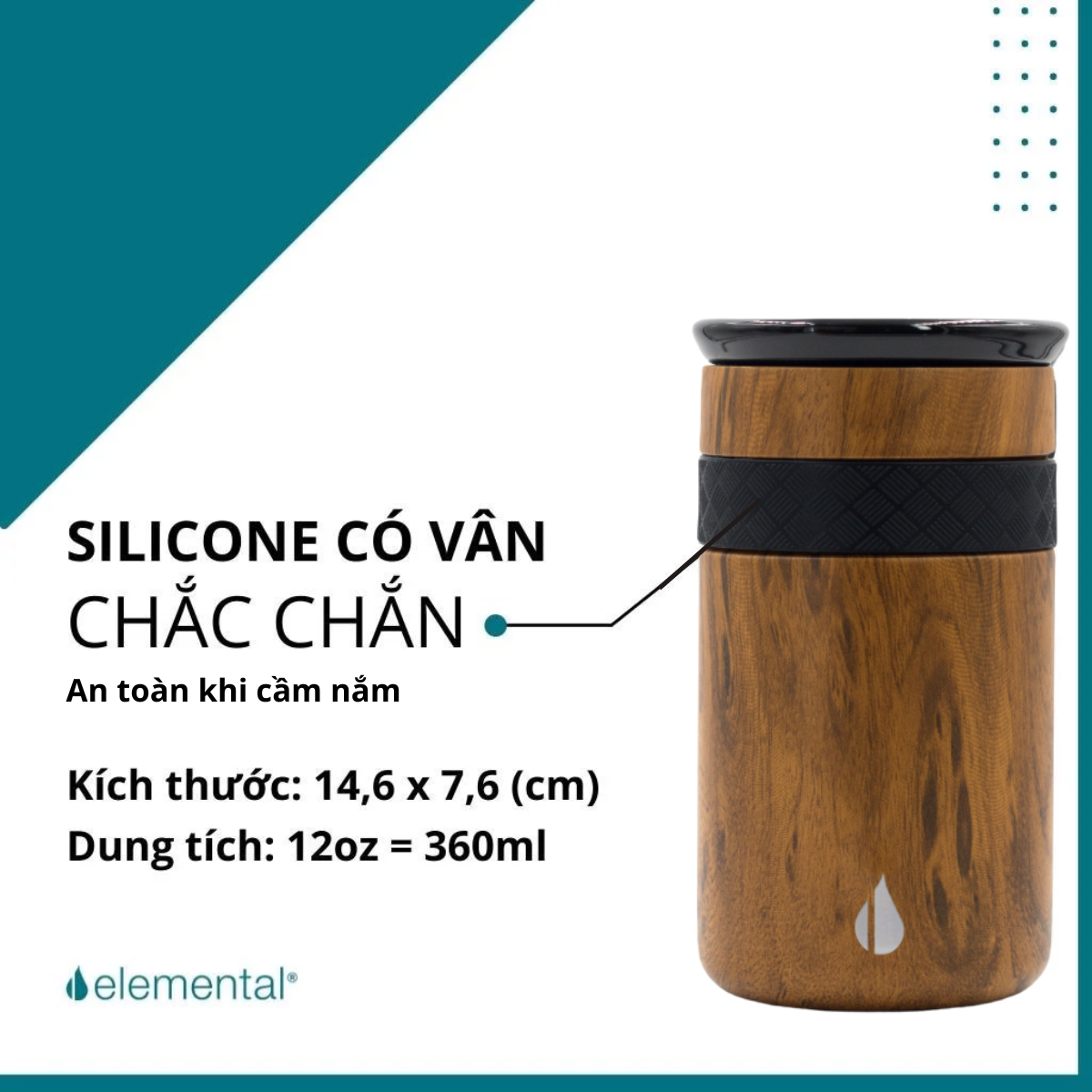 LY GIỮ NHIỆT ELEMENTAL ARTISAN MÀU HOA VĂN (360ML)