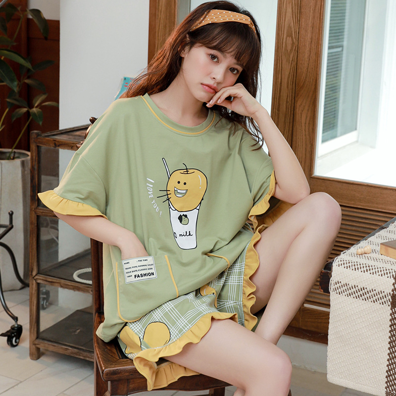 Đồ Ngủ Nữ Mặc Nhà Dễ Thương, Bộ Ngủ Cao Cấp Chất Cotton Mềm Tay Ngắn Thời Trang Xuân Hè Cao Cấp