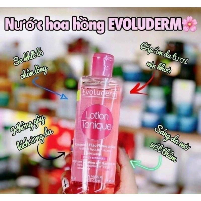 Chai Nước Hoa Hồng Evoluderm 250ml Không Cồn, Dưỡng Ẩm, Se Khít, Sạch Da