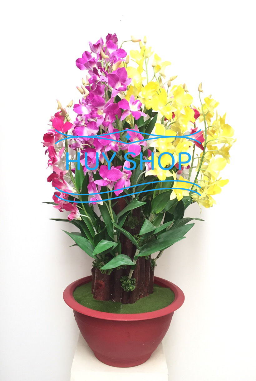 CHẬU HOA LAN CÒ   NHÂN TẠO TRANG TRÍ NHÀ CỬA