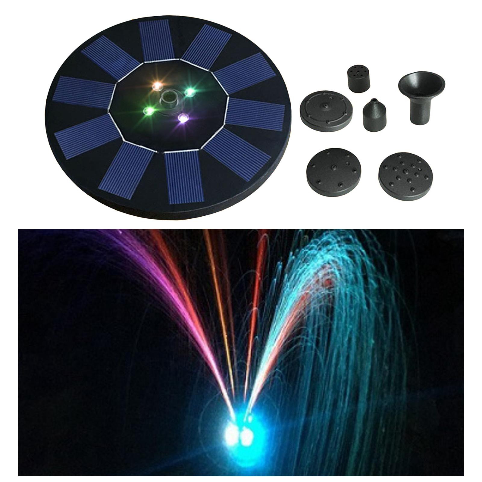 Solar Floating Fountain Pump LED Lights for Garden Pond Patio Lawn 1.4W 3.7V