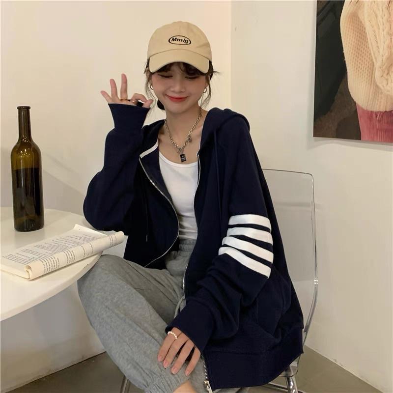 Áo khoác from rộng vải siêu đẹp siêu mịn Ba sọc