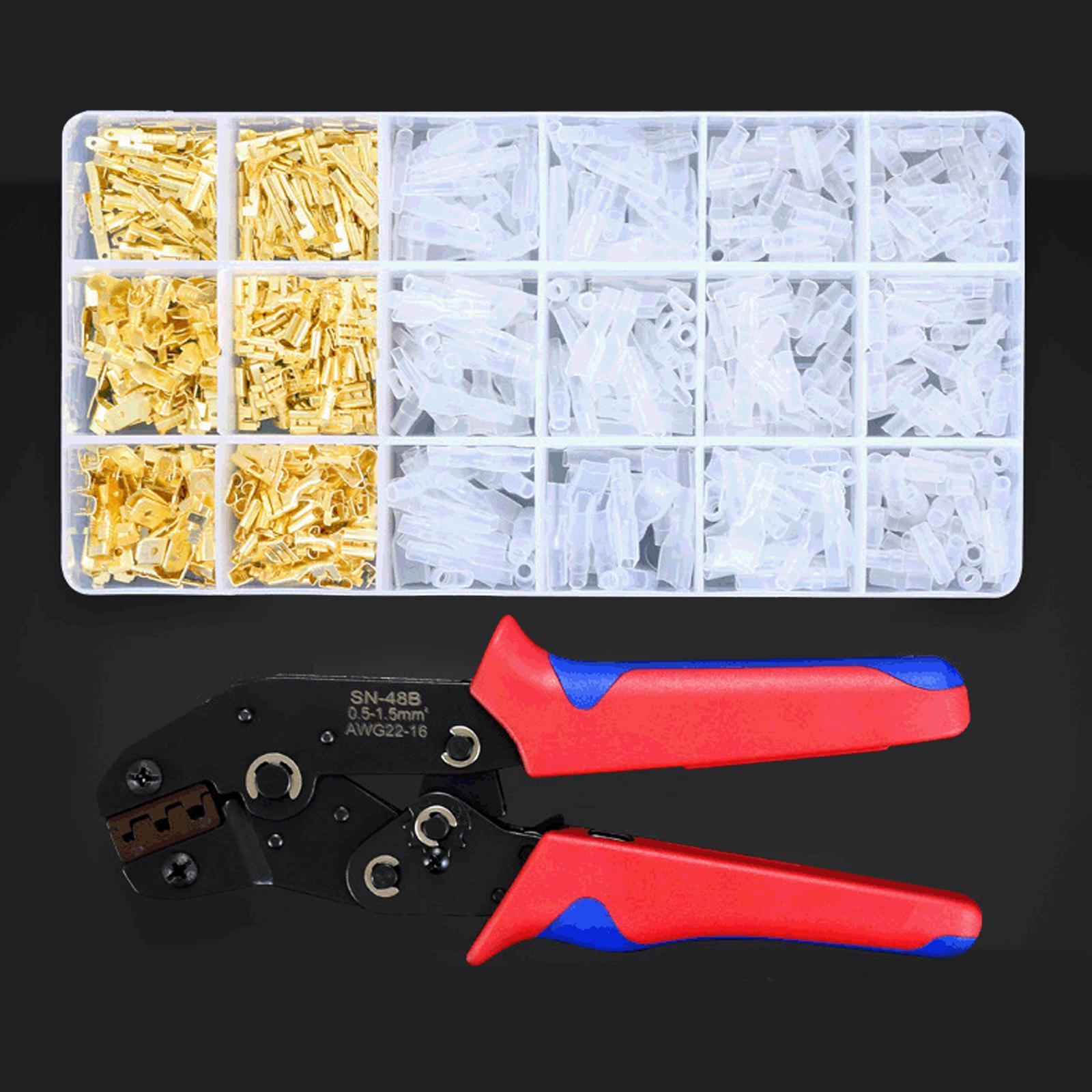 Wire Terminals Crimping Tool Kit, Self-Adjusting Automatic Ratcheting Wire Terminals Crimper Tool AWG20-10 with 600PCS Connectors