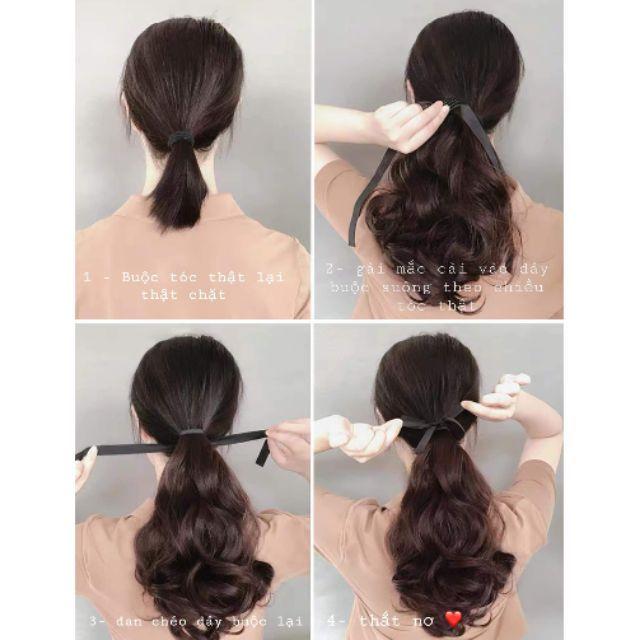 Tóc giả nữ cột ️️ ️️ cột ngắn xoăn đuôi kute 25cm