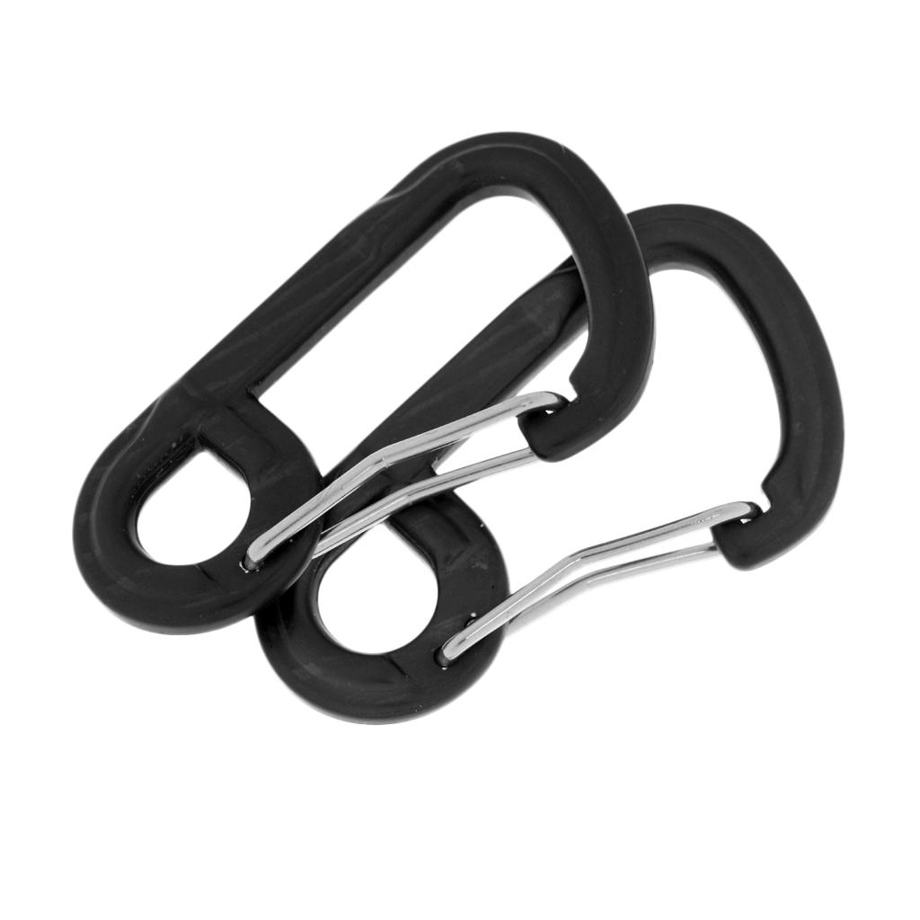 2 Pieces D-shaped Carabiner Buckle Snap Clip Hook Keyring