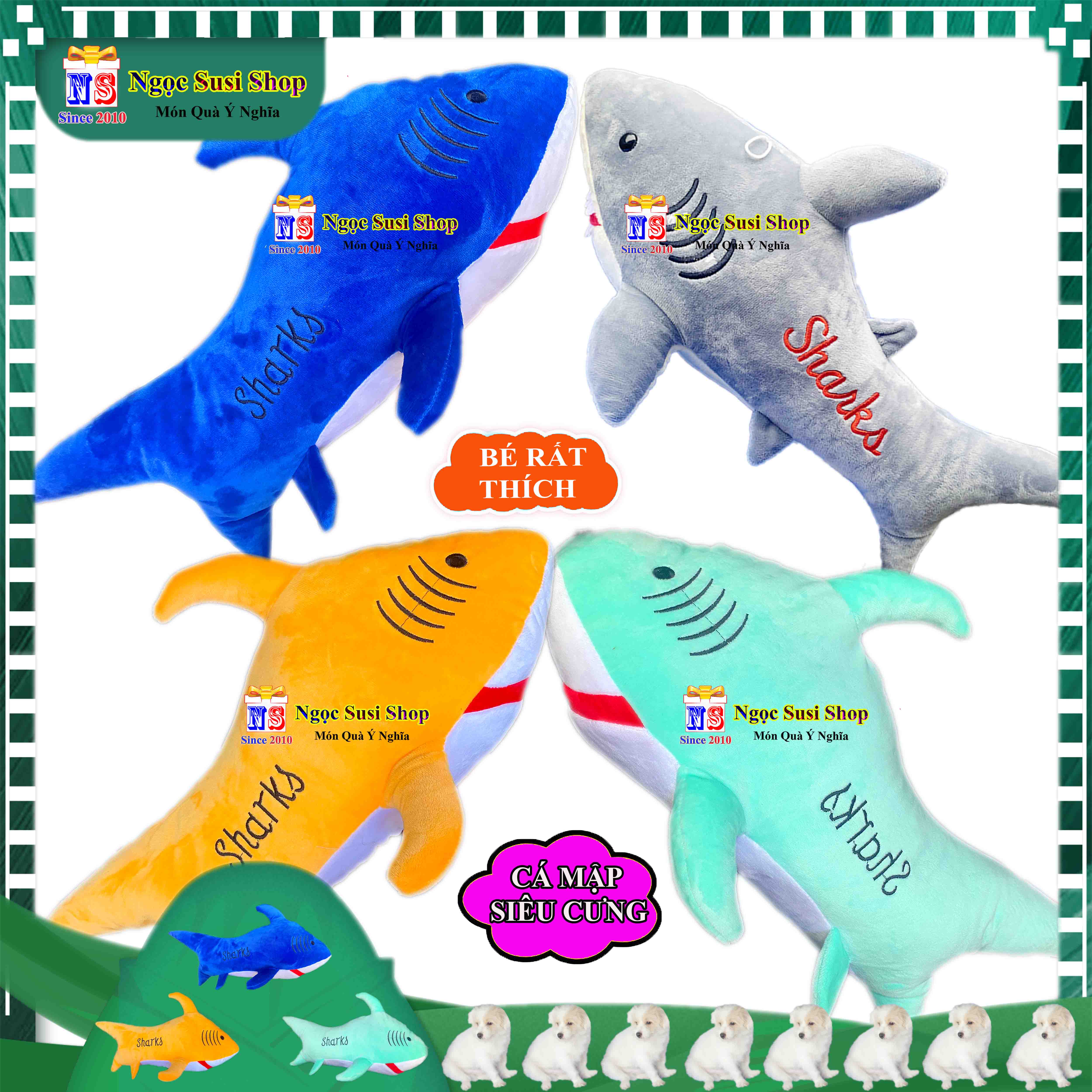 THÚ NHỒI BÔNG CÁ MẬP BABY SHARK SIZE 50CM CAO CẤP SIÊU MỀM MỊN CHO BÉ GIAO NGẪU NHIÊN MÀU