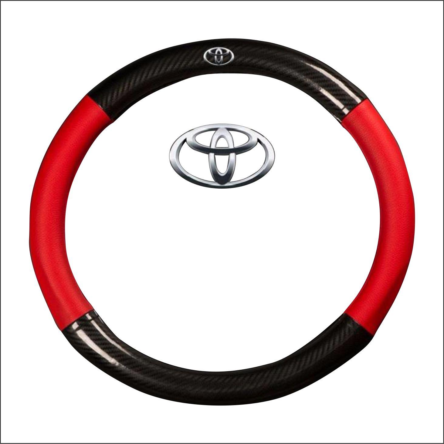 Bọc vô lăng tay lái ô tô da vân Carbon 4S logo TOYOTA cao cấp