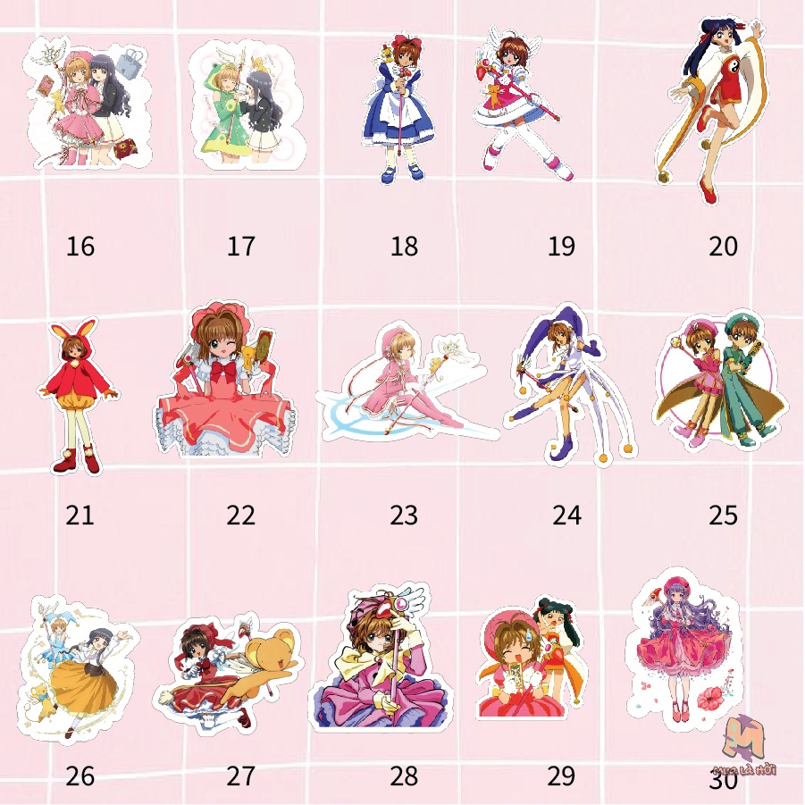 Miếng dán Stickers chủ đề Sakura - thủ lĩnh thẻ bài