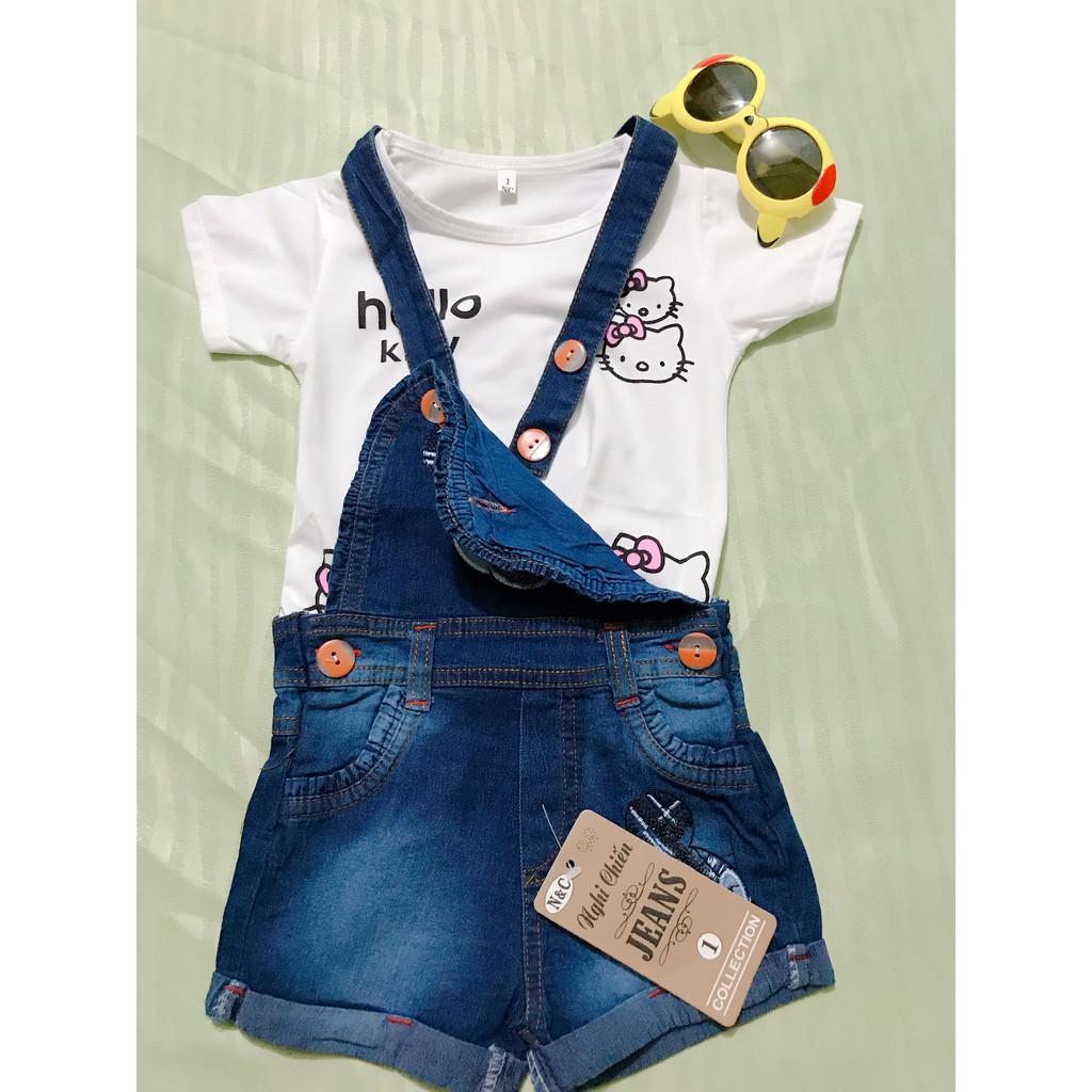 Set Yếm Jean mickey cho bé gái