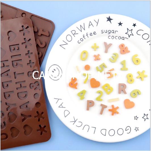 Khuôn làm socola chữ happy birthday và số , khuôn silicon làm kẹo dẻo / kẹo chip / thạch, khuôn tạo hình cute