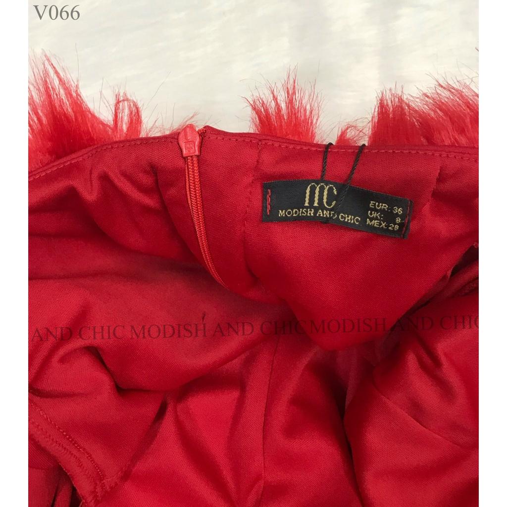 Váy Nhung đỏ body lông V066 - MC phân phối chính thức