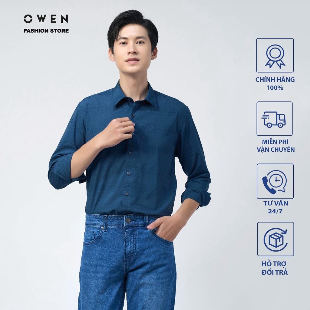 Áo Sơ mi Owen nam dài tay dáng Regular sợi Tre mềm mịn mát Mã AR220943D