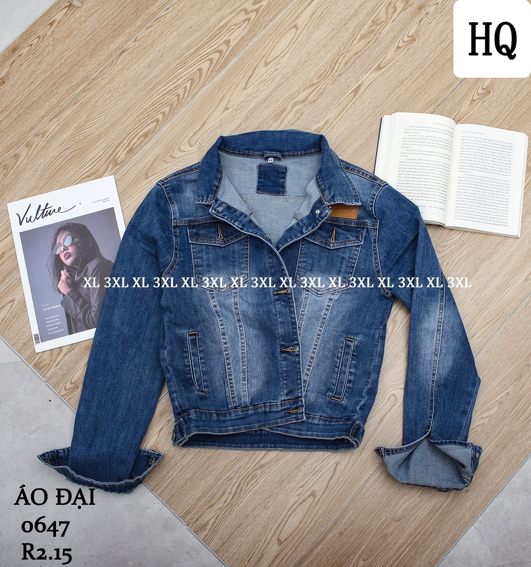 Áo khoác jeans nữ xuất xịn bigsize HQJeans form lớn thoải mái