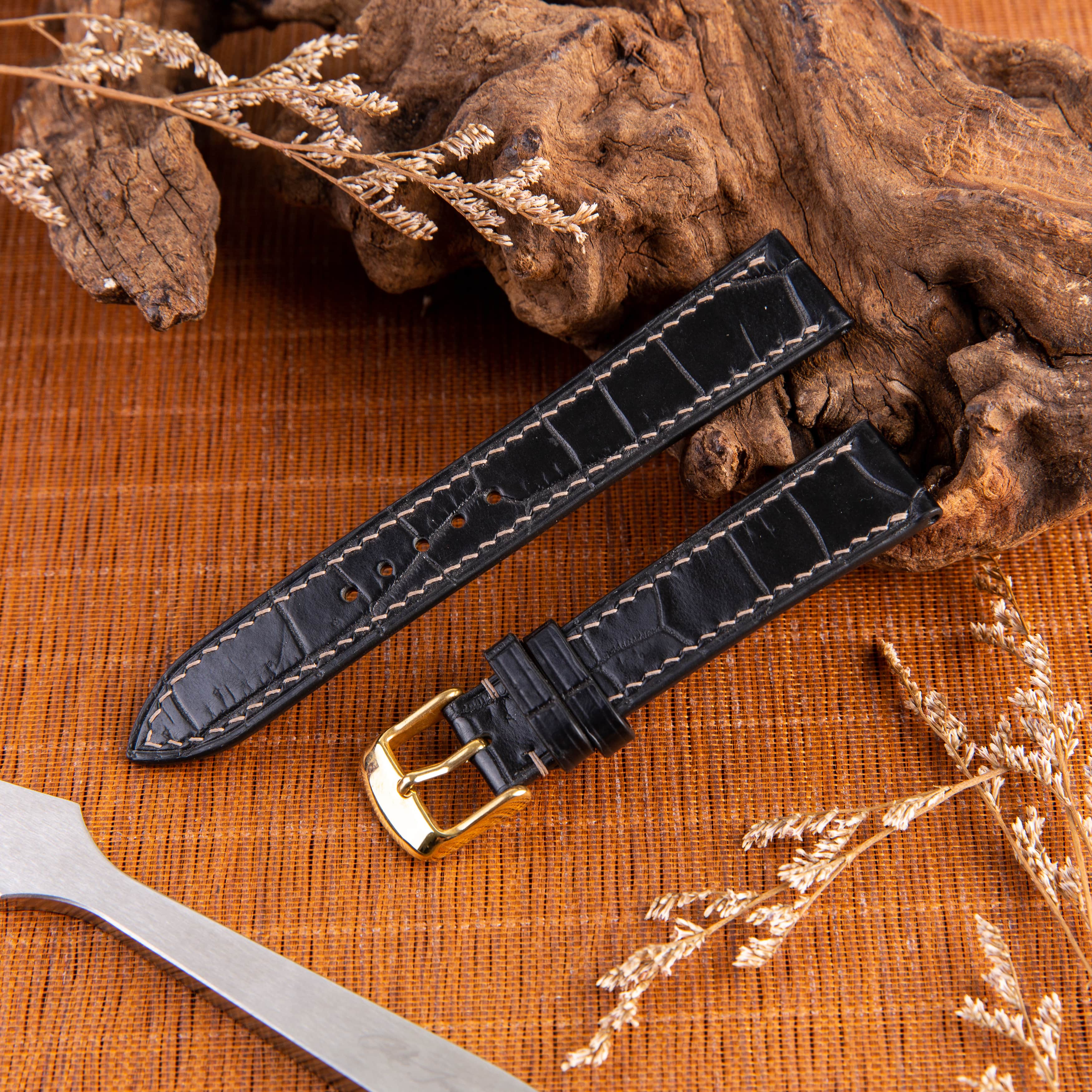 Dây đồng hồ da màu đen