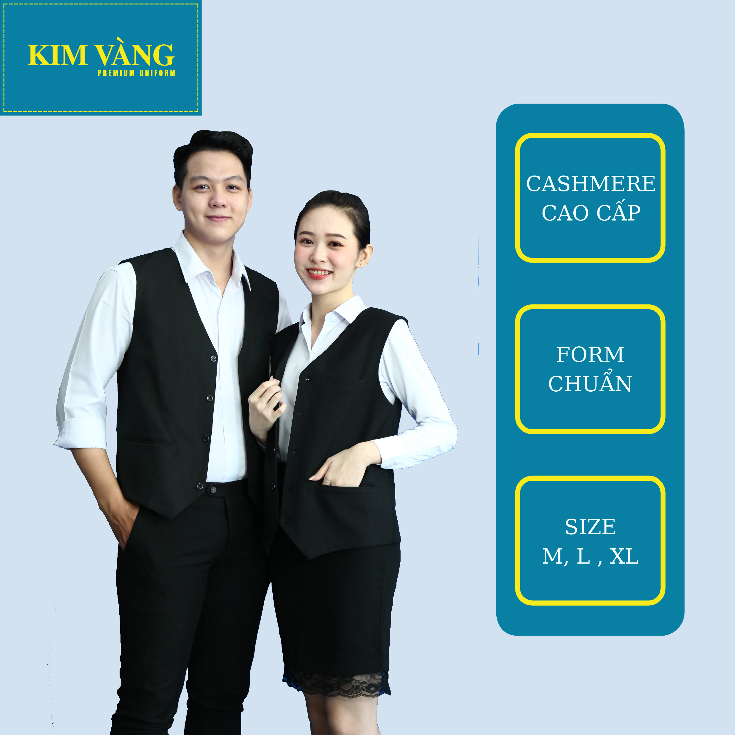 [KIM VÀNG] Áo Ghile nam nữ đồng phục pha chế nhà hàng khách sạn chất liệu Cashmere Ý - Màu đen