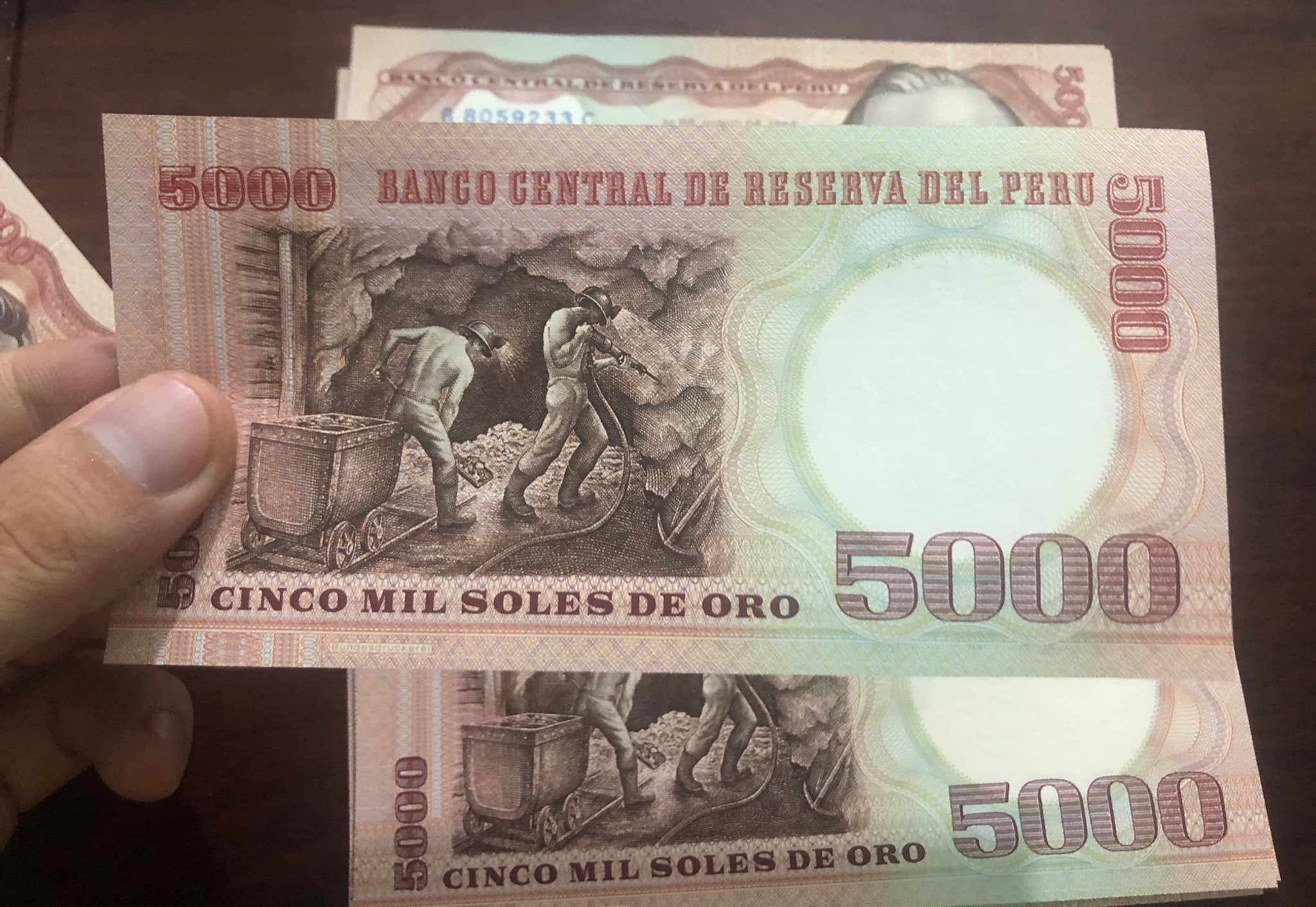 Tiền cổ Peru 5000 Soles sưu tầm