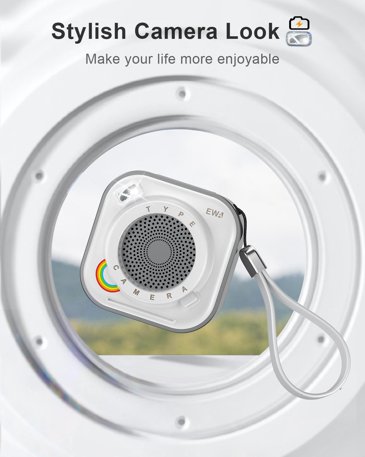 Loa Bluetooth nhỏ EWA với loa không dây âm thanh âm thanh lớn với đèn pin Hỗ trợ thời gian chơi 12 giờ Color: A110-Grey white