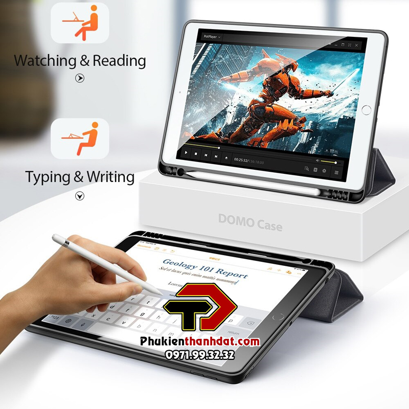 Bao da chống sốc cho iPad 10.2 2021 chính hãng Dux Ducis Domo có ngăn để bút - Hàng chính hãng