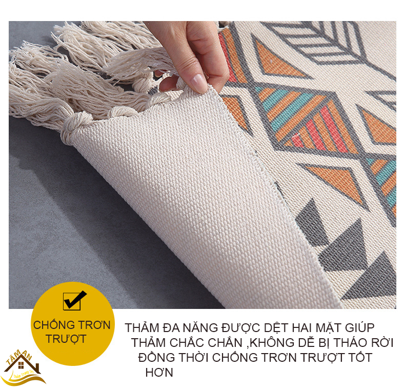 Thảm đa năng , Thảm dệt hoạ tiết thổ cẩm trang trí phòng phong cách vintage nhiều kích thước