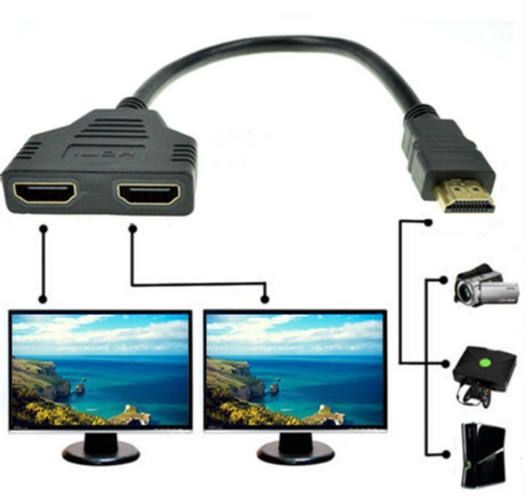 Male to 2 Female Adapter Cable Converter for HDTV LCD Monitor