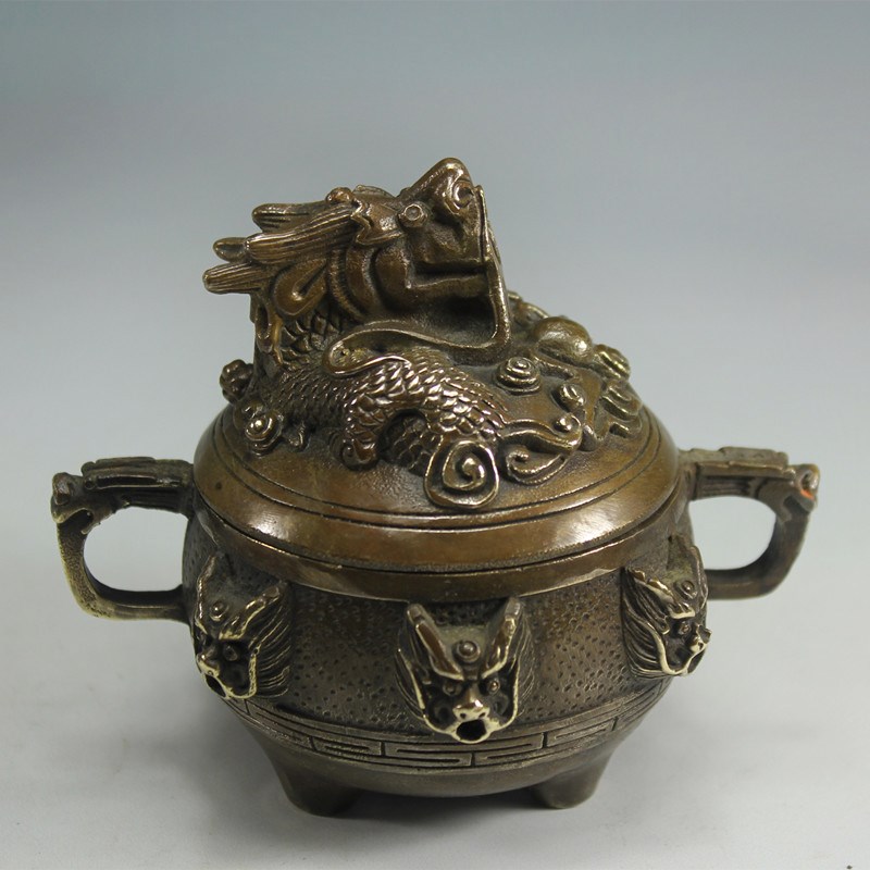 Lư trầm rồng cuốn bằng đồng thau dùng để xông trầm hương đồ thờ phụng cao cấp Tâm Thành Phát
