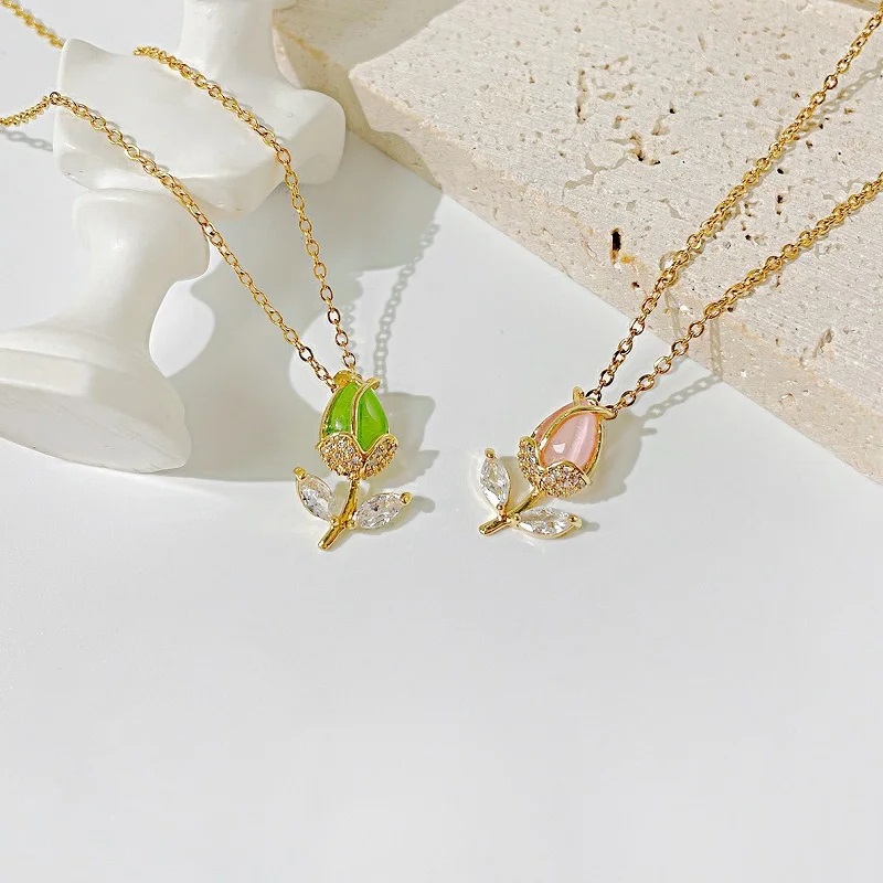 Dây chuyền nữ hoa tulip nhỏ xinh