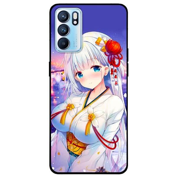 Hình ảnh Ốp lưng dành cho Oppo Reno 6 - Reno 6 Z mẫu Anime Cô Gái Cài Tóc Đỏ