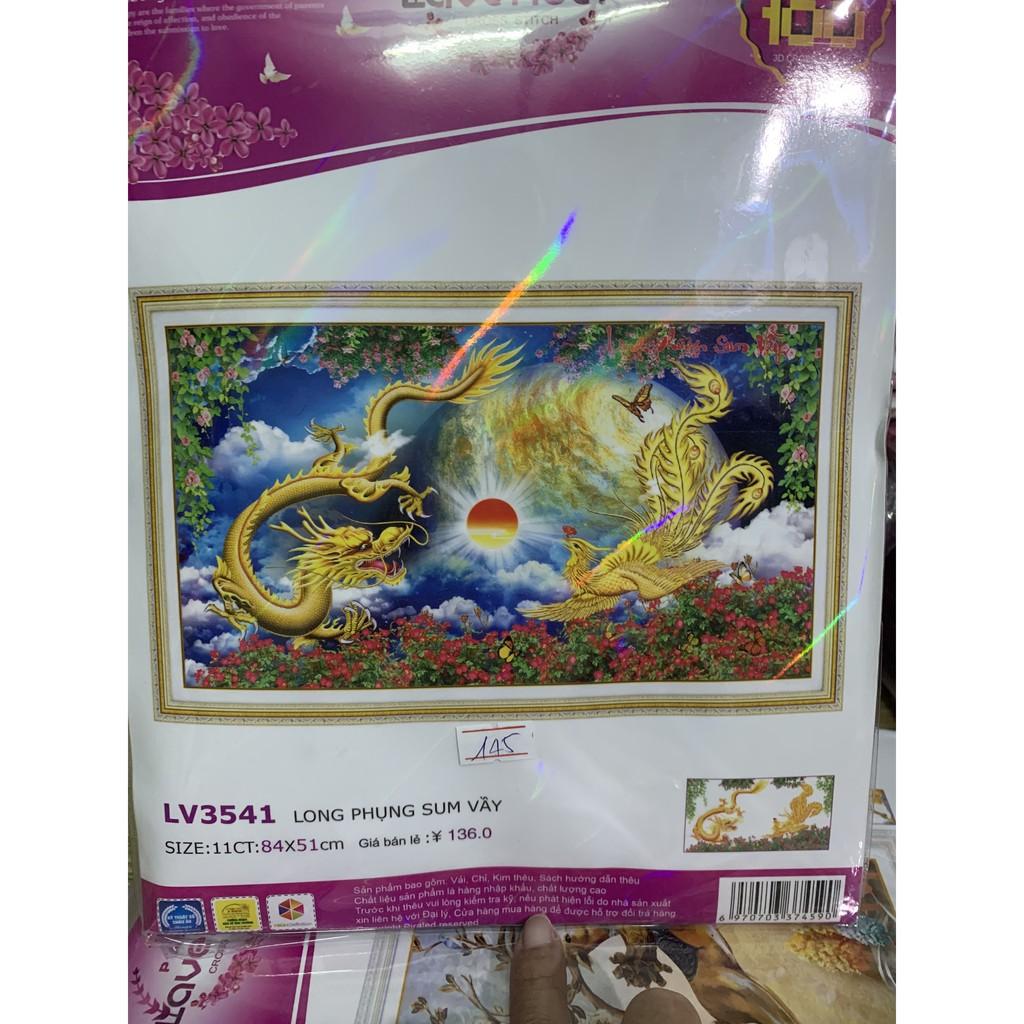 Tranh thêu long phụng sum vầy LV3541 - kích thước: 84 * 51cm.
