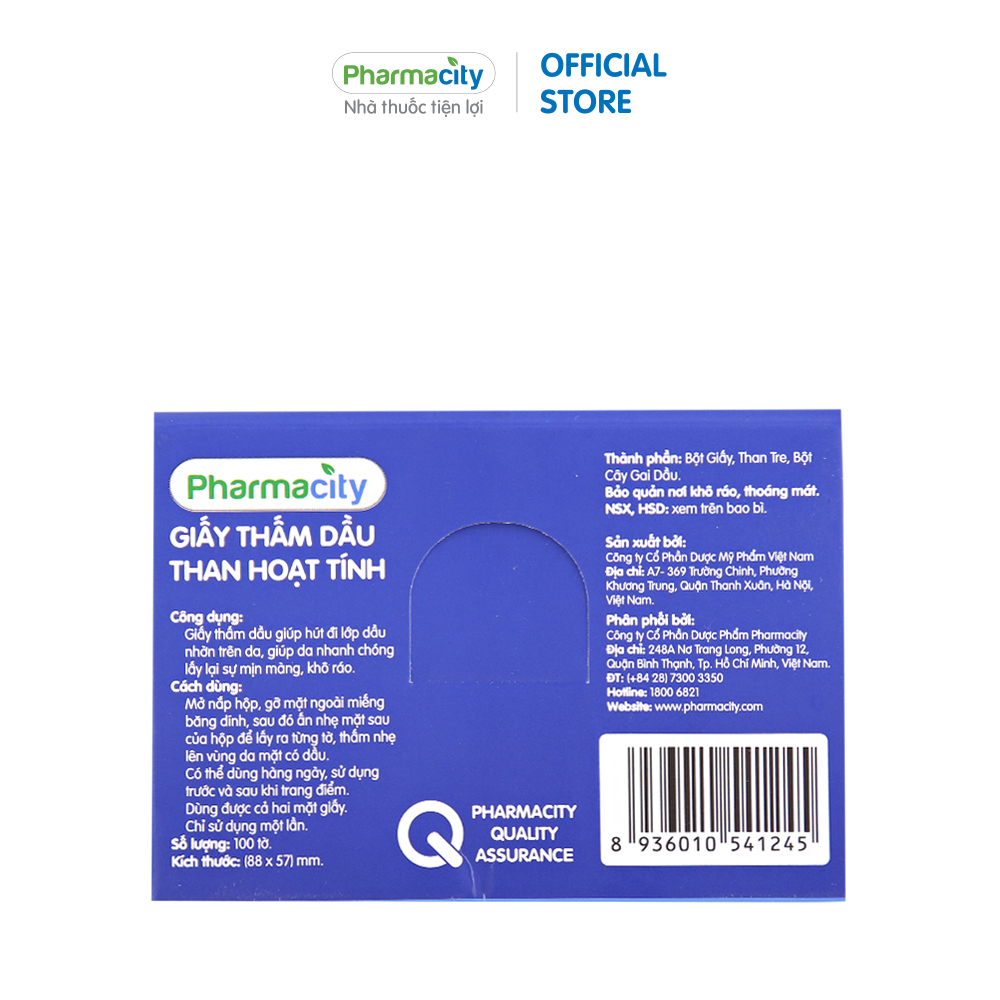 Giấy thấm dầu Pharmacity Oil Control Paper (Gói 100 tờ)