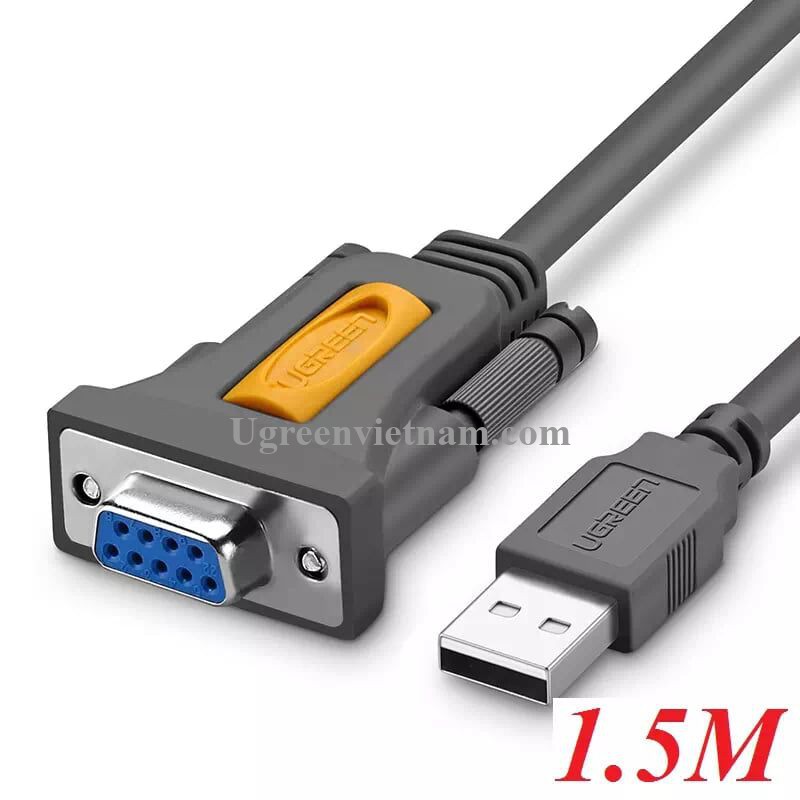 Cáp chuyển đổi USB sang Com RS232  căí dài 1,5m UGREEN 20201-Hàng Chính Hãng