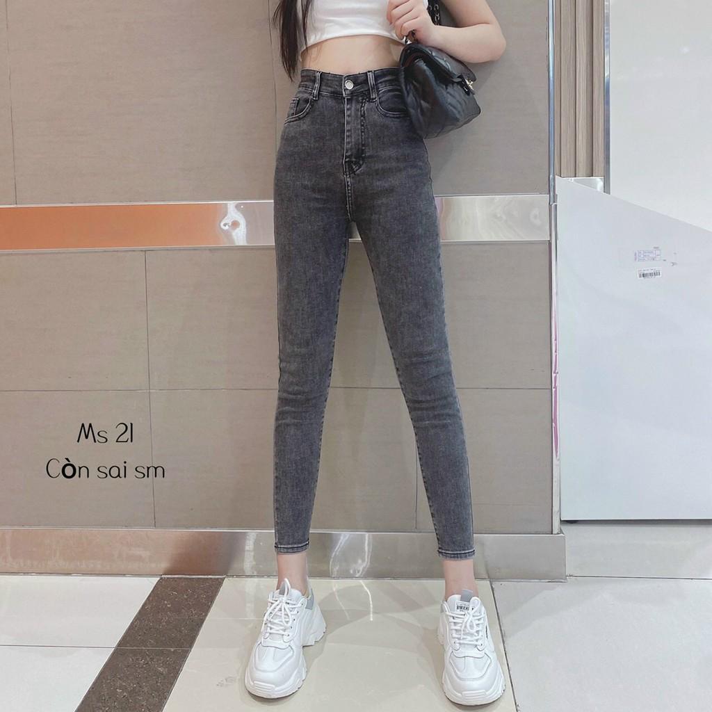 QUẦN JEANS SKINNY ĐEN CO GIÃN - 2 MÀU XÁM, ĐEN - CẠP CAO ÔM BODY HOT GIRL - QUẦN BÒ DÀI TRƠN BASIC 6