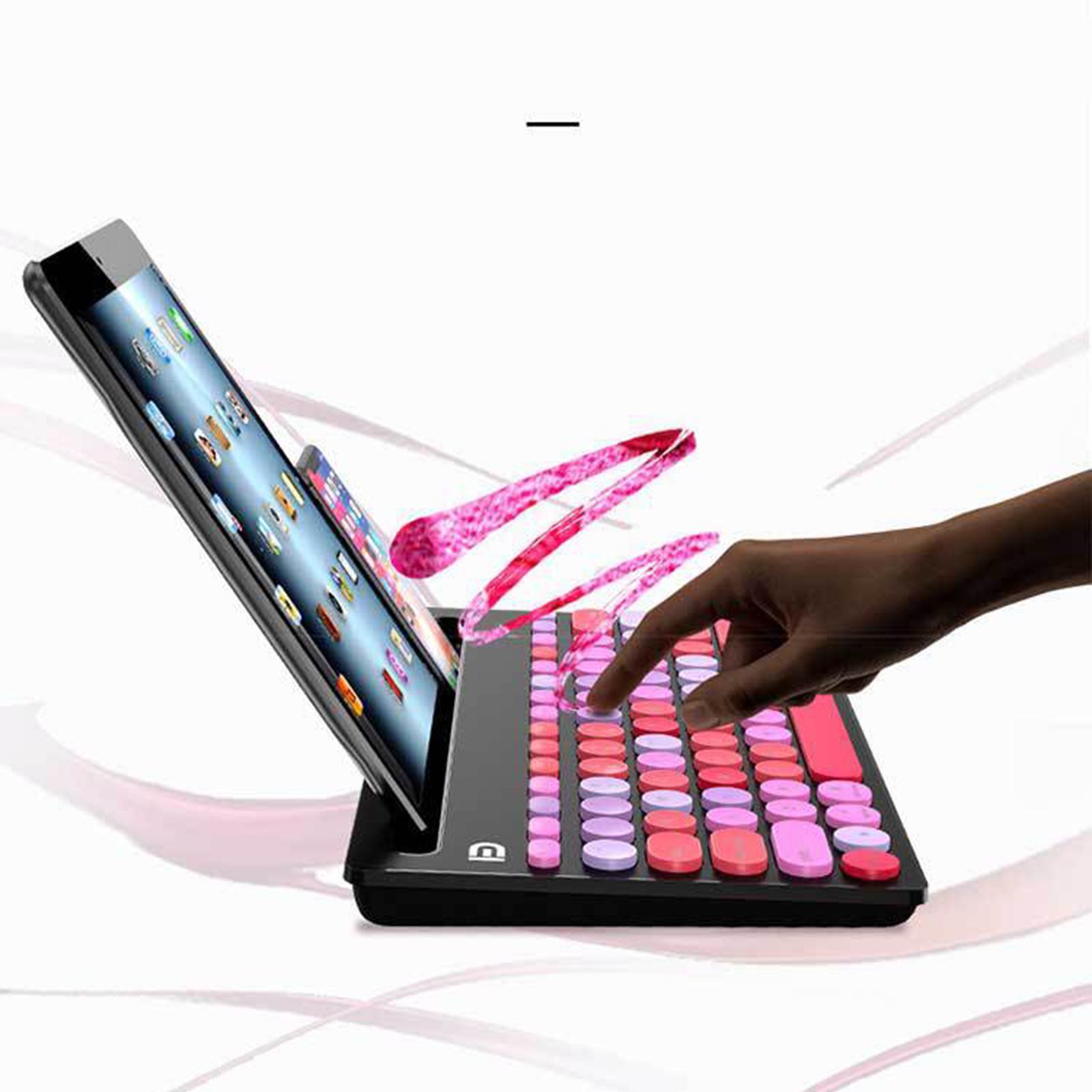Ik3381D -thin 2.4G Wireless Bluetooth Keyboard w/Card Slots Pink