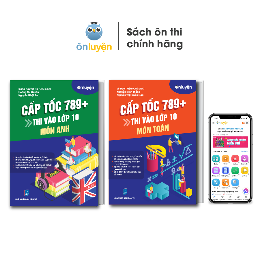 Sách thi vào 10 - Combo 2 cuốn Cấp tốc 789+ môn Toán, Anh