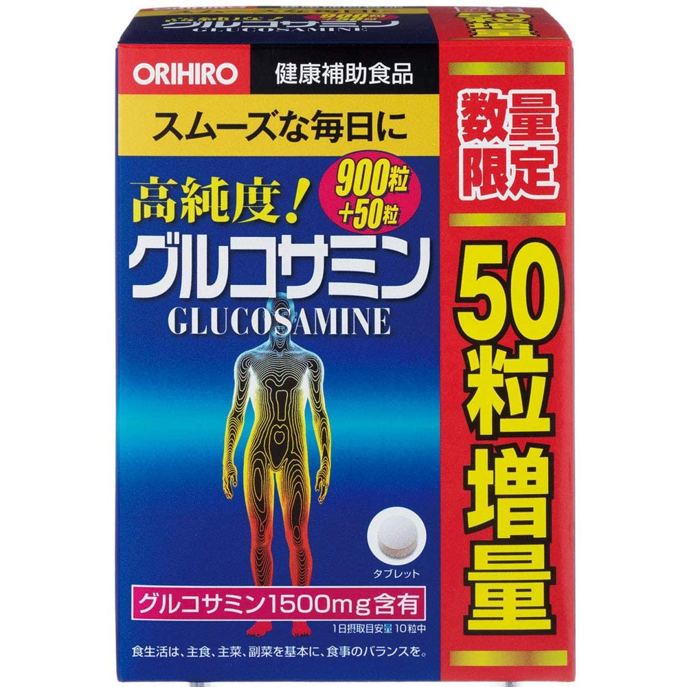 Thực phẩm chức năng viên uống bổ khớp, hỗ trợ trị đau nhức xương khớp Glucosamine Orihiro 1500mg Nhật Bản 950 viên <MẪU MỚI-TẶNG THÊM VIÊN>