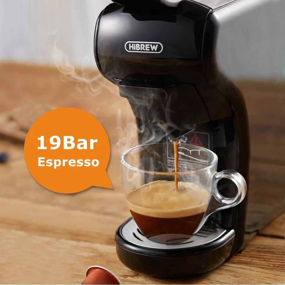 Máy pha cà phê Espresso HiBREW H1A 1450W 19 bar, pha viên nén 4 trong 1 nóng / lạnh - Hàng nhập khẩu