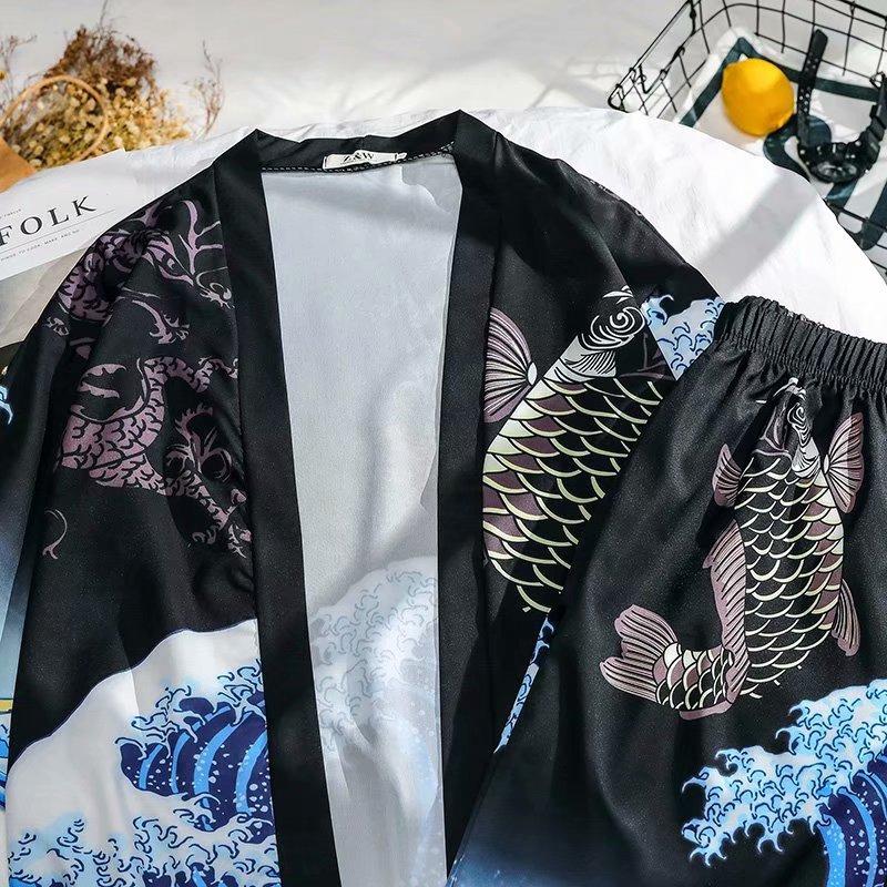 Set Áo Sơ Mi Ngắn Tay + Quần Short In Họa Tiết Thời Trang Mùa Hè Dành Cho Nam