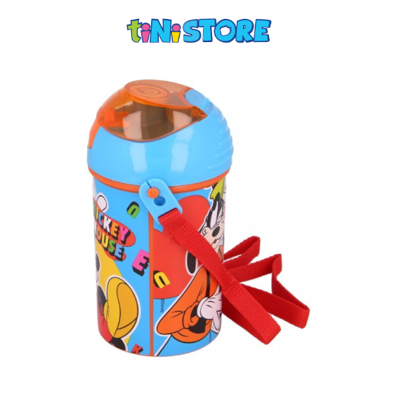 Bình nước cao cấp dây đeo kèm ống hút 450ml nhân vật Disney Mickey