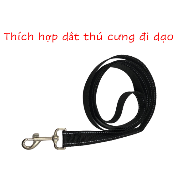 Hình ảnh Dây dắt thú cưng vải dù, dây dắt chó mèo. dài 1m, vải dù chắc chắn, có đầu dây cầm tiện lợi, móc khóa inox