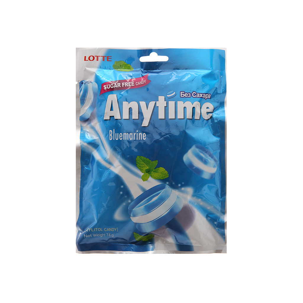 Kẹo Ngậm Không Đường Hương Bạc Hà Anytime Bluemarine gói 74G