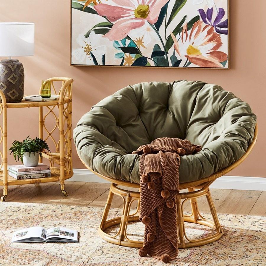 GHẾ THƯ GiÃN PAPASAN &quot;100CM&quot; KÈM VẢI BỐ CAO CẤP&quot; CAM KẾT MÂY 100%&quot; GHẾ LƯỜI, GHẾ CHO BÉ, GHẾ MÂY