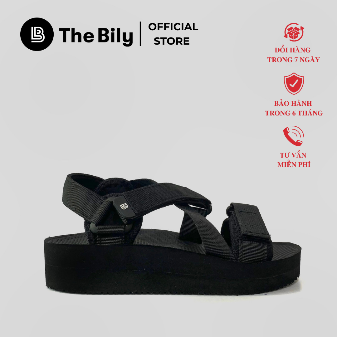 Giày Sandal Nữ The Bily 02W Quai Chéo Đôi - Màu Đen BL02WD