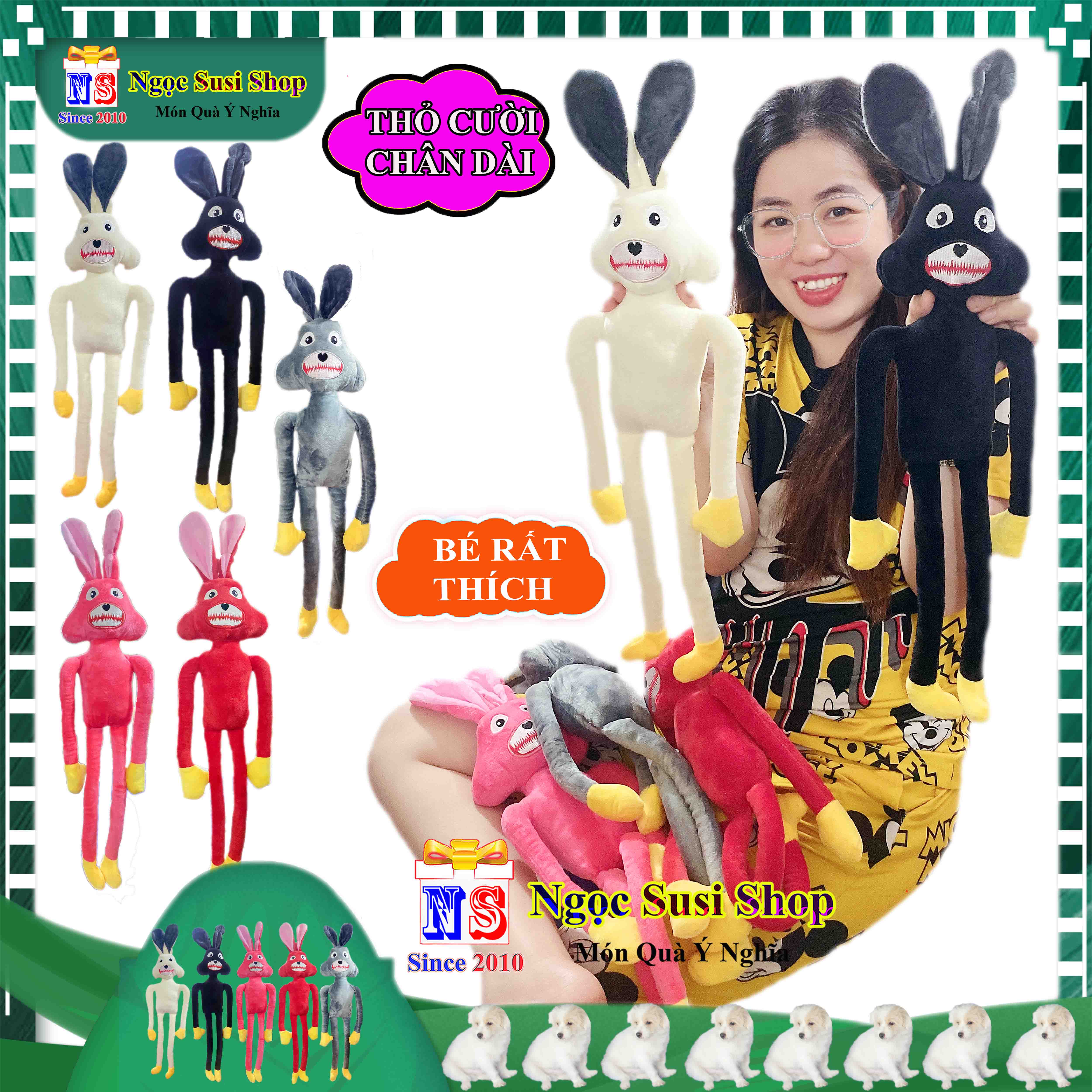 GẤU BÔNG CON THỎ CƯỜI CHÂN DÀI SIÊU MỊN - THÚ BÔNG HÌNH CON THỎ CƯỜI