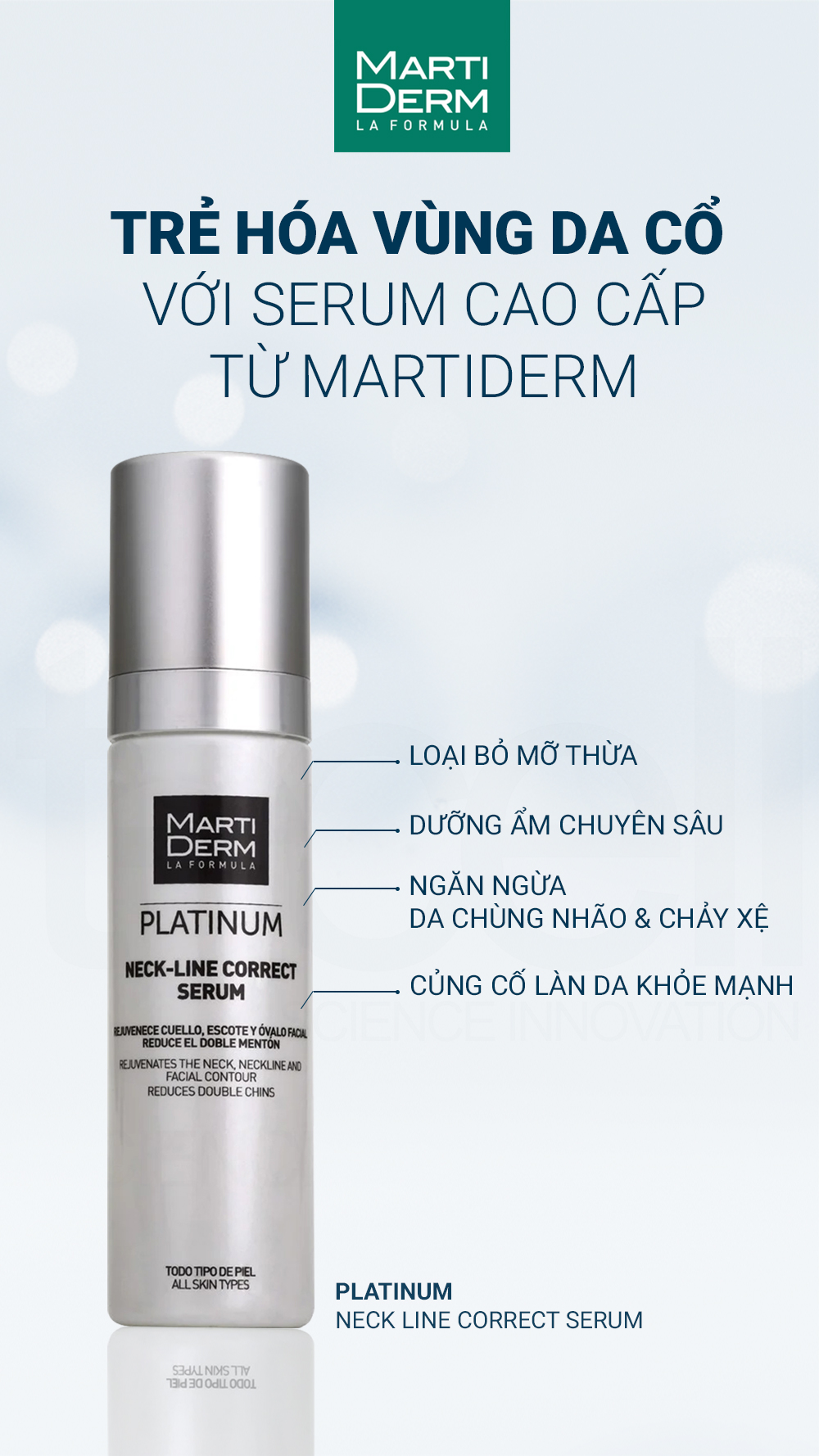 Tinh Chất Làm Săn Chắc & Trẻ Hoá Da Vùng Cổ - MartiDerm Platinum Neck Line Correct Serum (50ml)