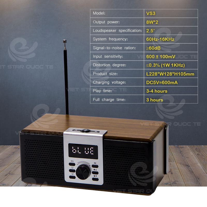Loa Bluetooth Vi Tính Việt Star Quốc Tế VS3 - Hàng Chính Hãng