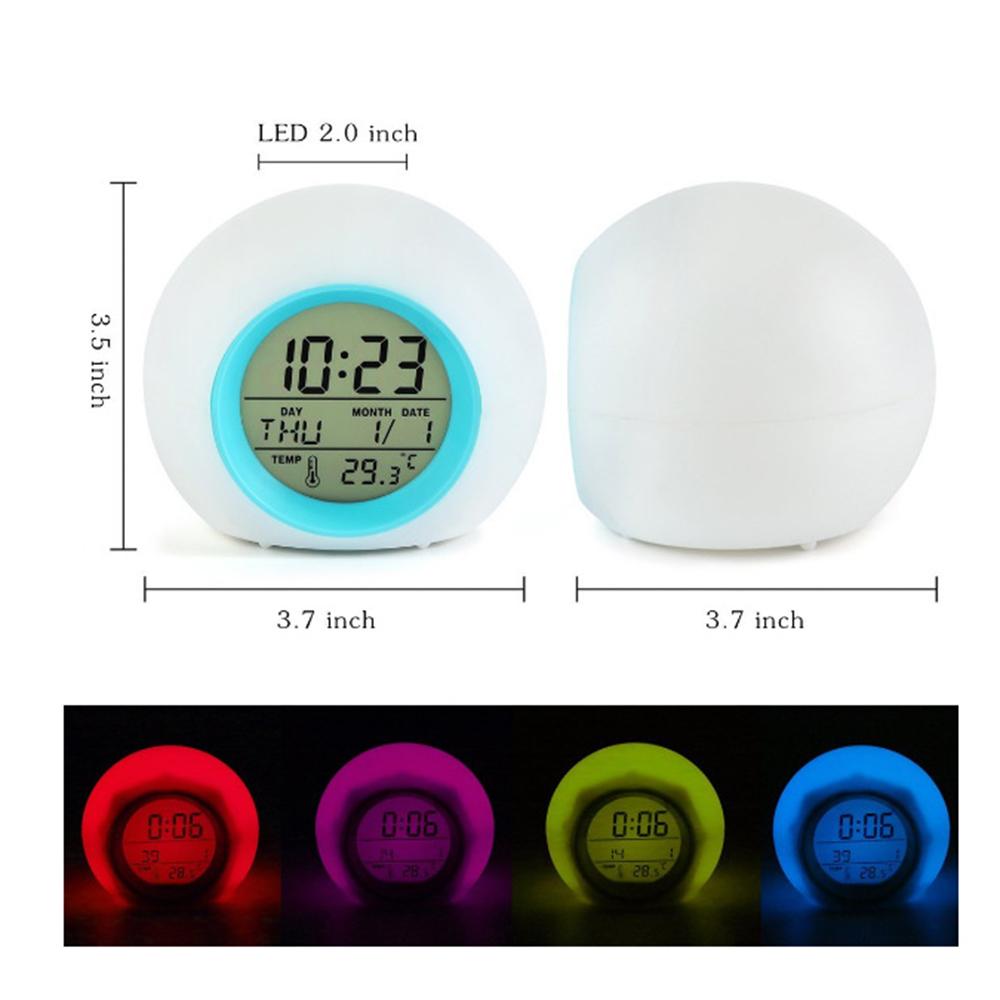 Multi-functional LED Table Alarm Clock 7 Colors Changing Digital Wake up Clock Touching Control Child Bedside Night