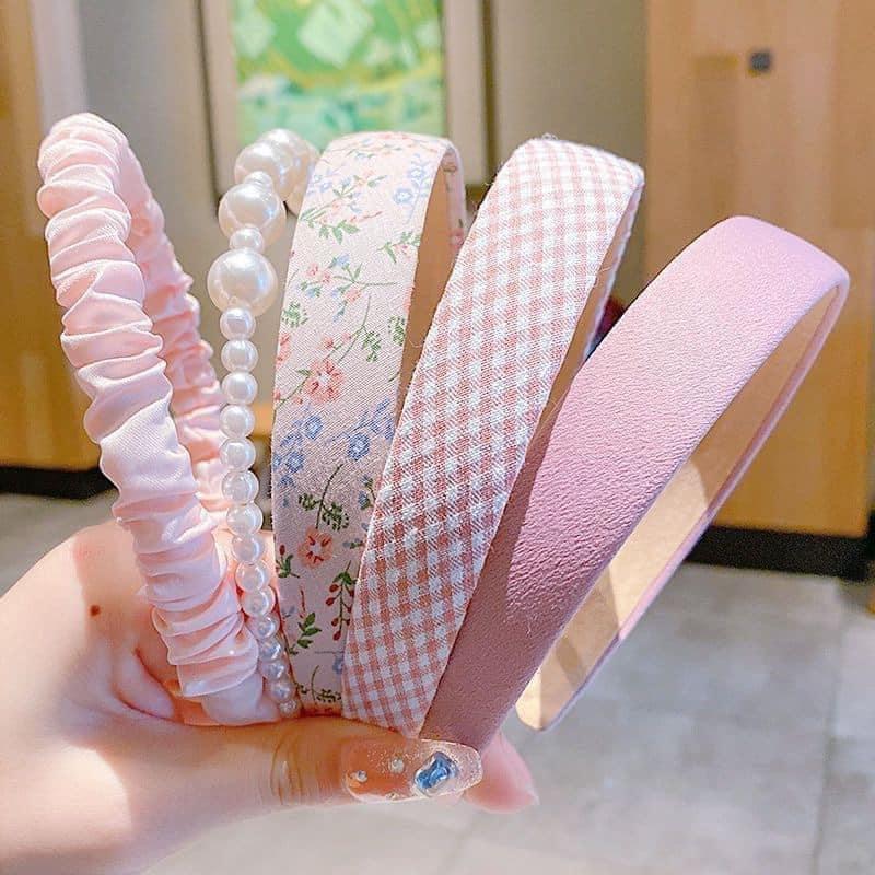 Set 5 Bờm Tóc Vải Màu Pastel Xinh Xắn Dễ Thương Cho Nữ